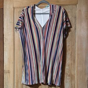 Karlie Colorful Striped V-Neck Shift Dress